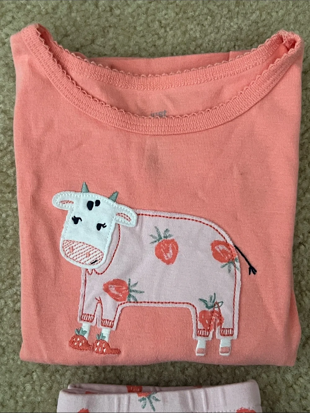 Carter's Coral Peach Cow & Strawberry Pajama Set